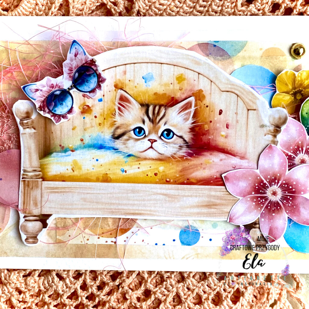 kartka z kotem kolekcja dots everywhere papieryd scrapbokingu Artianette