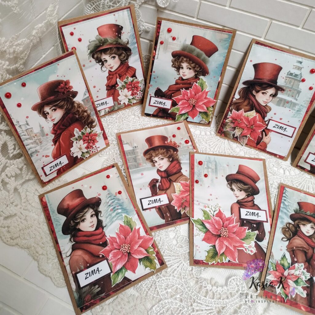 Kolekcja Christmas Carol, SET 01 ATC, digi Artianette scrapbooking mini karty ATC inspiracja Katarzyna Klakla