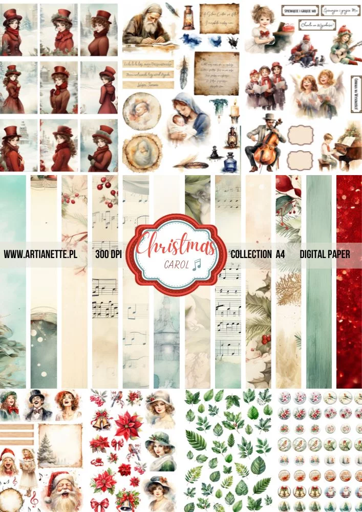Kolekcja Christmas Carol A4, Scrapbooking