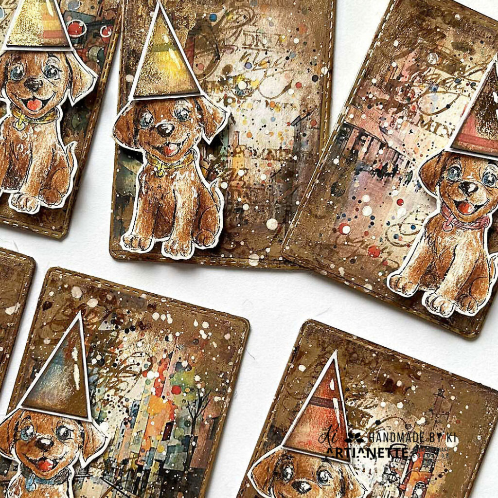 Kolorowanka dla dzieci SZCZENIACZEK na białym tle, digi Artianette scrapbooking mini karty ATC inspiracja Handmade By Ki