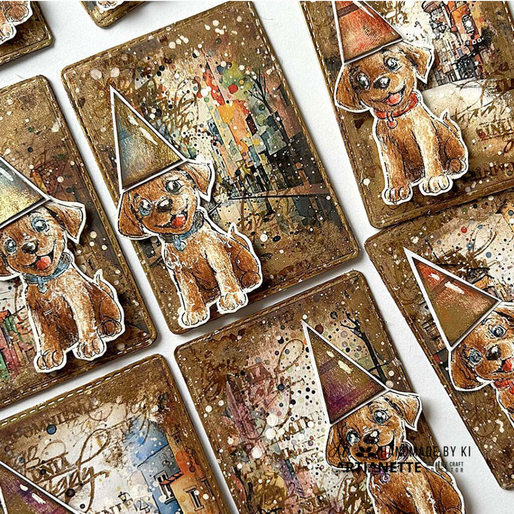 Kolorowanka dla dzieci SZCZENIACZEK na białym tle, digi Artianette scrapbooking mini karty ATC inspiracja Handmade By Ki