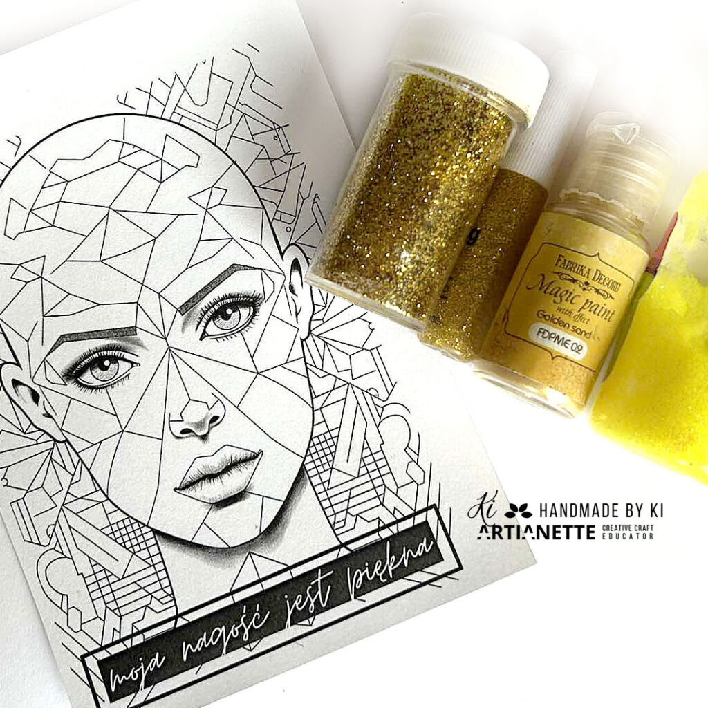 kolorowanka Artianette, kobieca twarz, jestem piękna, obrazek, digi do kolorowania, scrapbooking