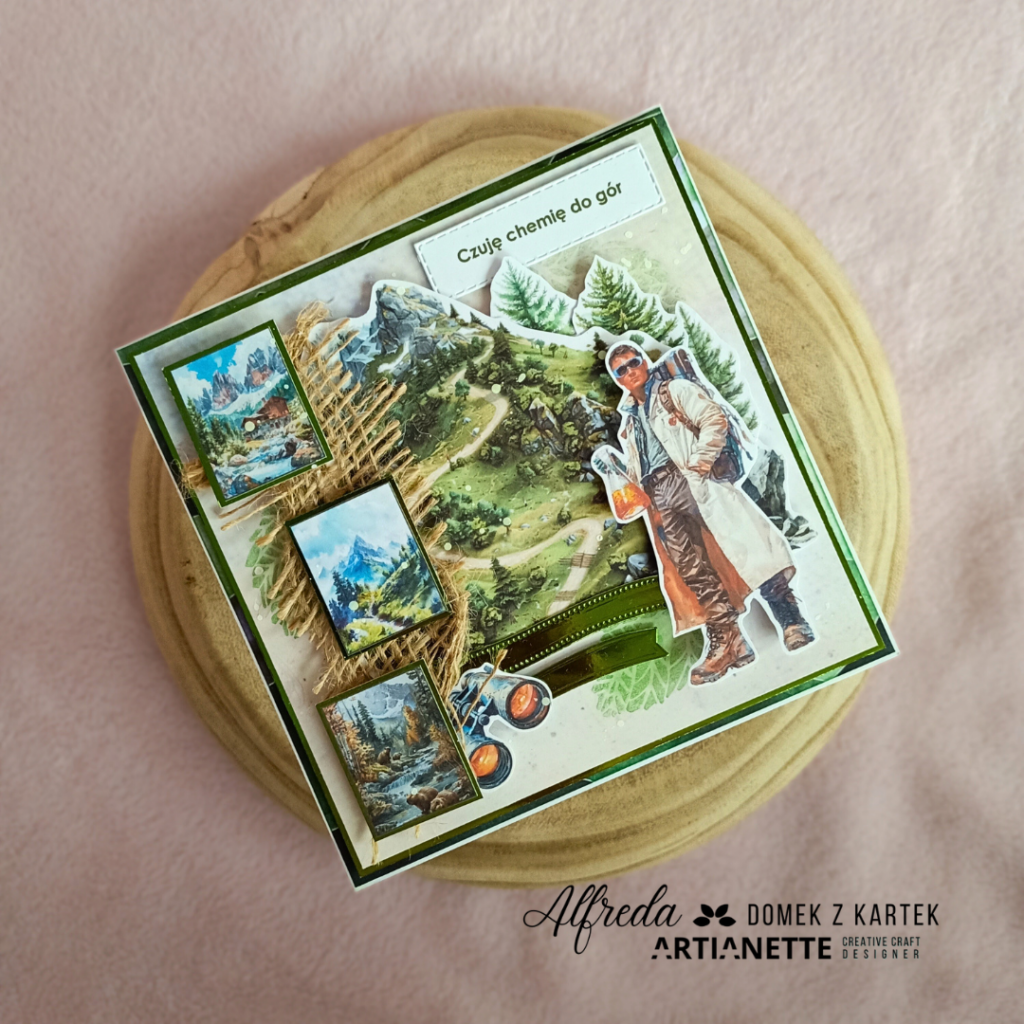 kartka urodzinowa, scrapbooking, kolekcja Mountain Peacks , inspiracja DT Artianette Alfreda