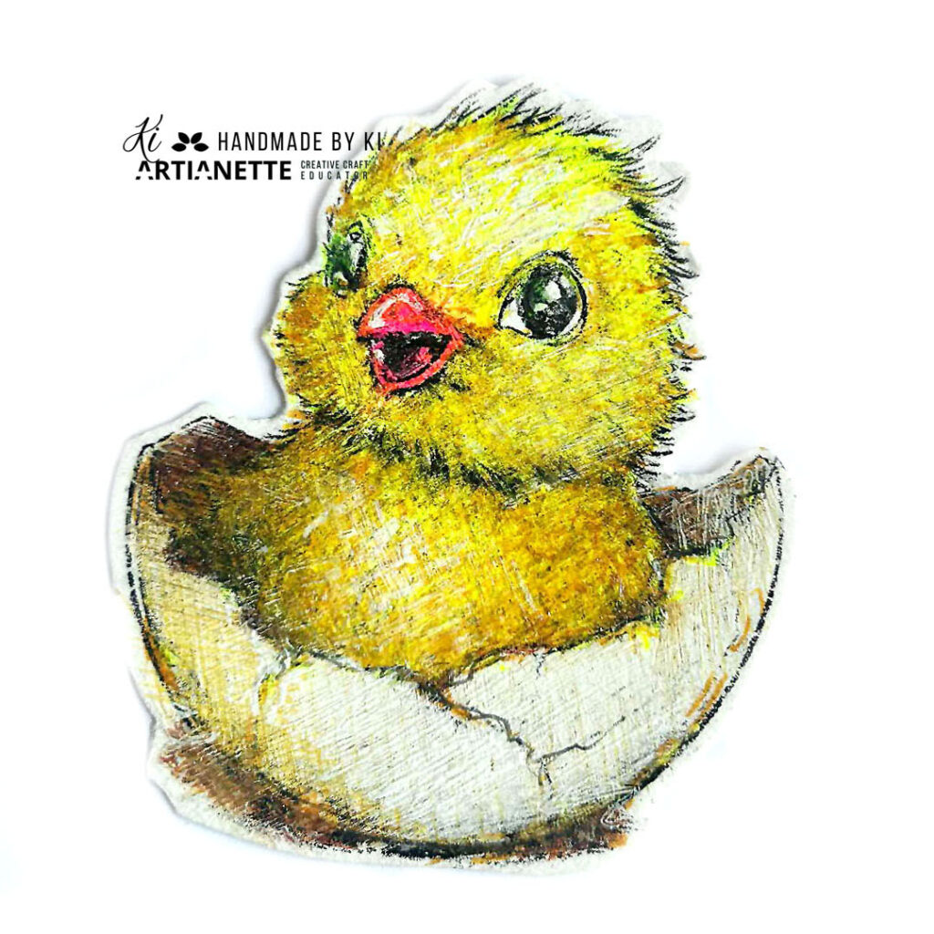 kolorowanka Artianette, kurczątko do kolorowania foto tutorial krok po kroku, scrapbooking