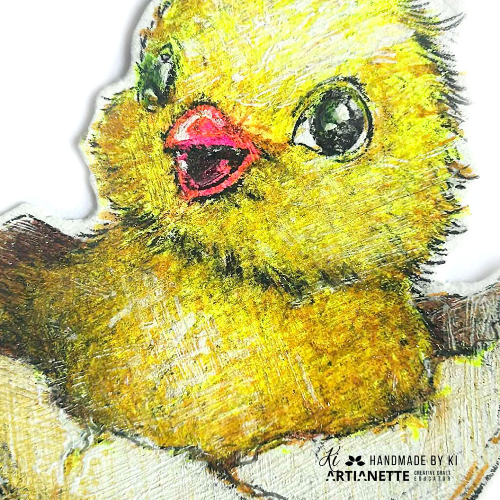 kolorowanka Artianette, kurczątko do kolorowania foto tutorial krok po kroku, scrapbooking