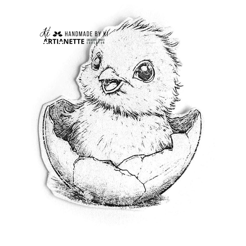 kolorowanka Artianette, kurczątko do kolorowania foto tutorial krok po kroku, scrapbooking