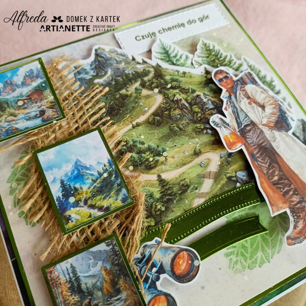 kartka urodzinowa, scrapbooking, kolekcja Mountain Peacks , inspiracja DT Artianette Alfreda