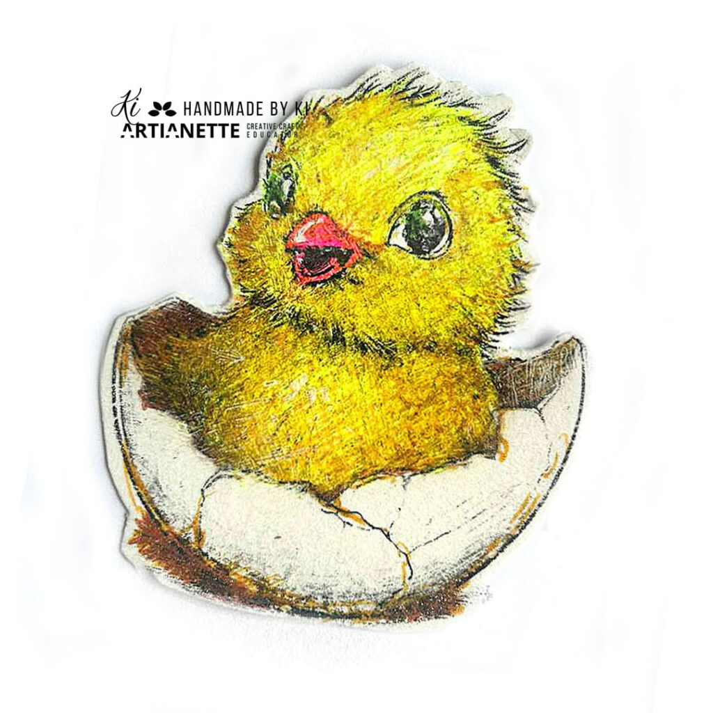 kolorowanka Artianette, kurczątko do kolorowania foto tutorial krok po kroku, scrapbooking