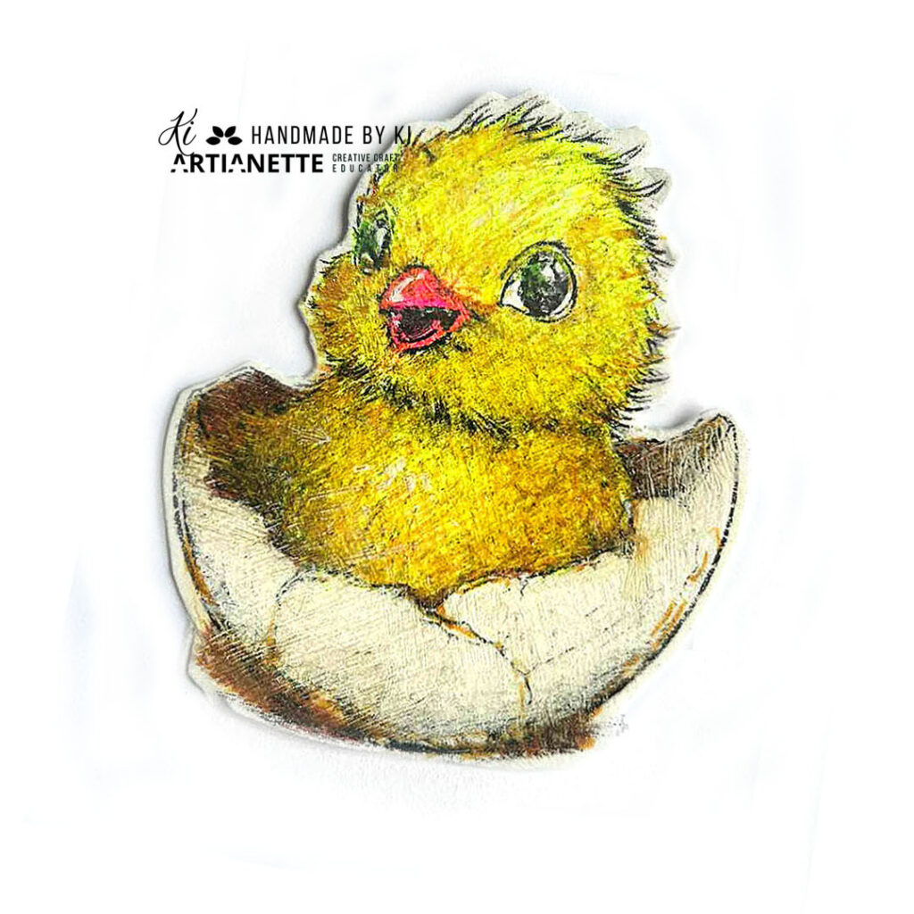 kolorowanka Artianette, kurczątko do kolorowania foto tutorial krok po kroku, scrapbooking