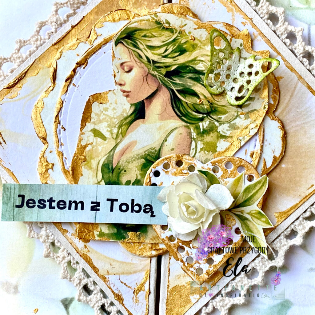 Kartka okiennica , w kolorach wiosennych. Kolekcja  white celebration. Artianette