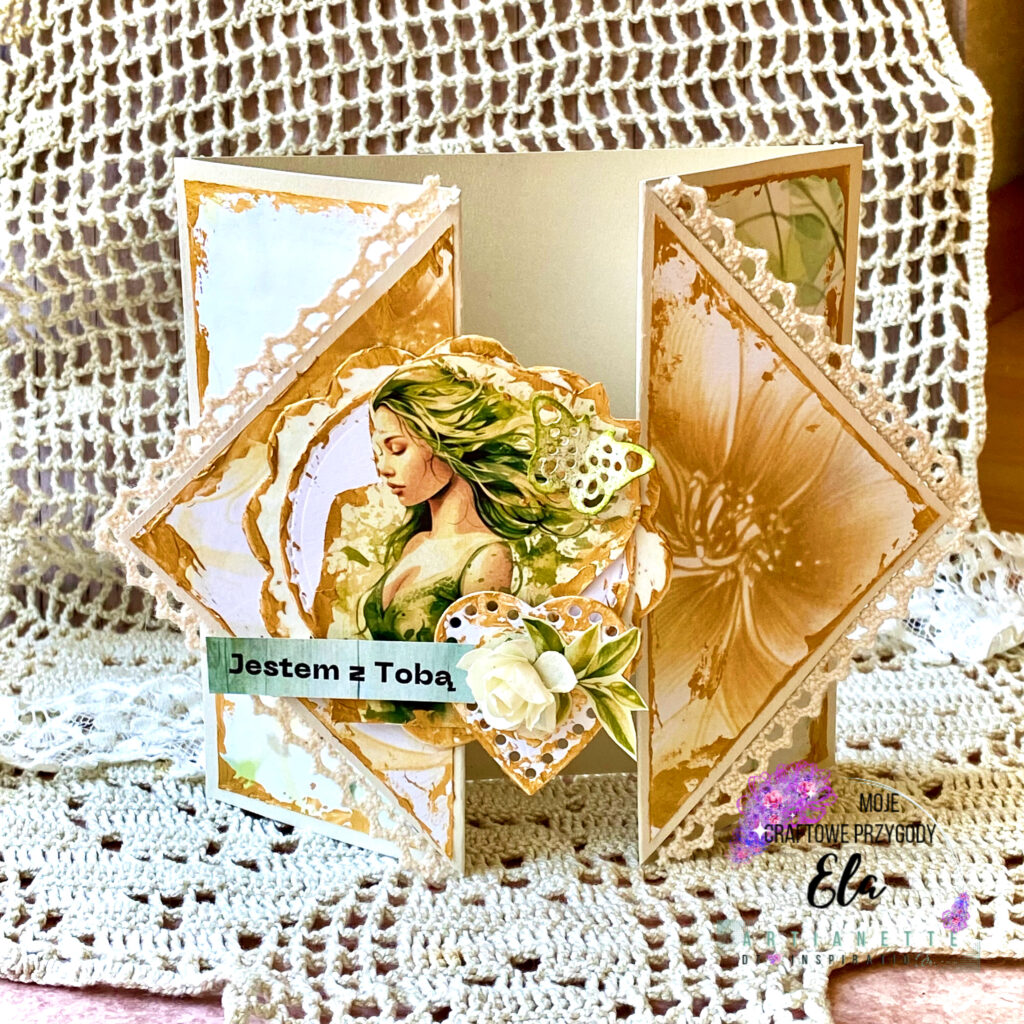 Kartka okiennica, wiosenne kolory, Digi papiery m,arki Artianette. 